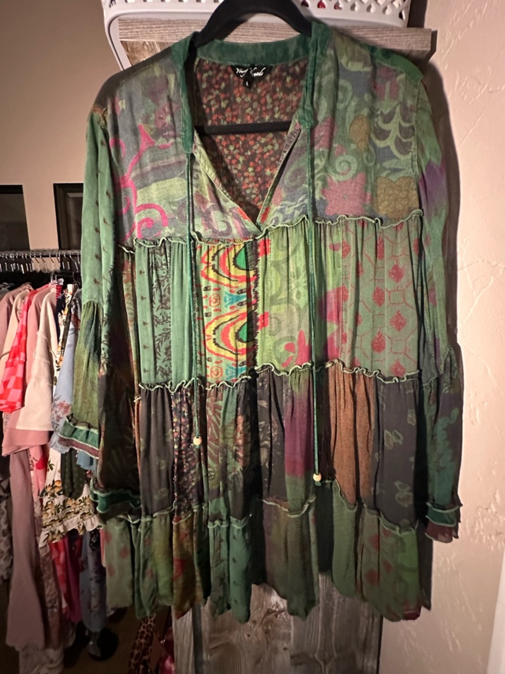 Boho Patchwork Green Tunic Jacket